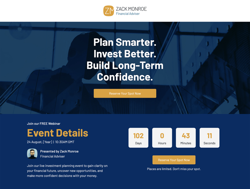 Investment Planning Webinar – Plan Smarter. Invest Better. Build Long-Term Confidence.