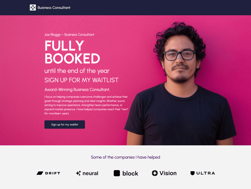 Fully Booked Waitlist - Business Consultant
