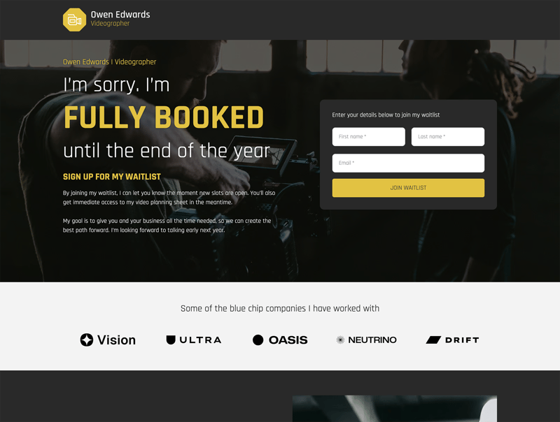 Videographer Waitlist