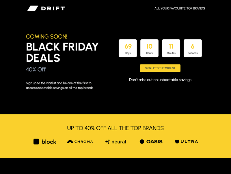 Coming Soon Black Friday Waitlist