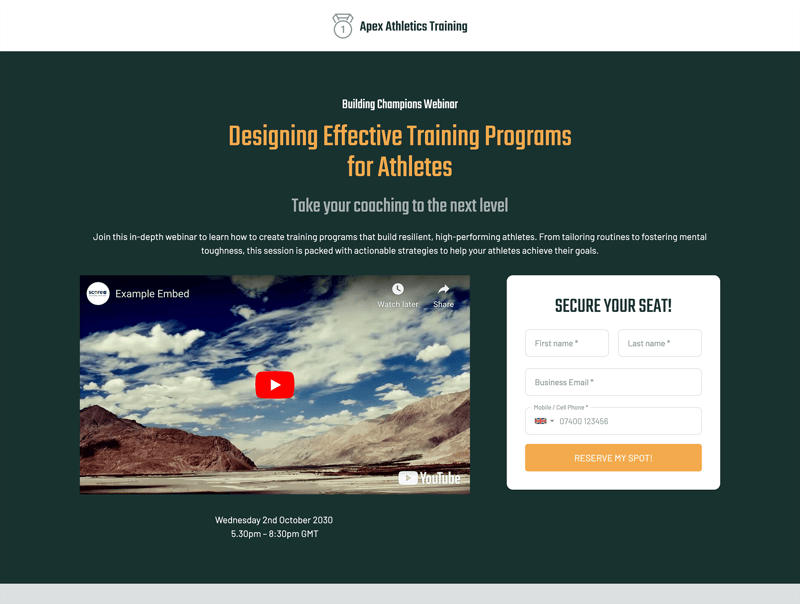Athlete Development Coaching Webinar Registration