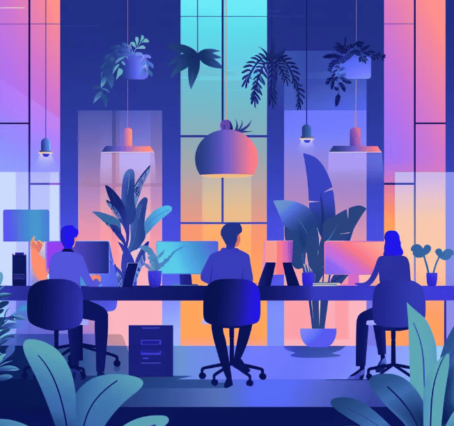 Illustration of a B2B marketing team