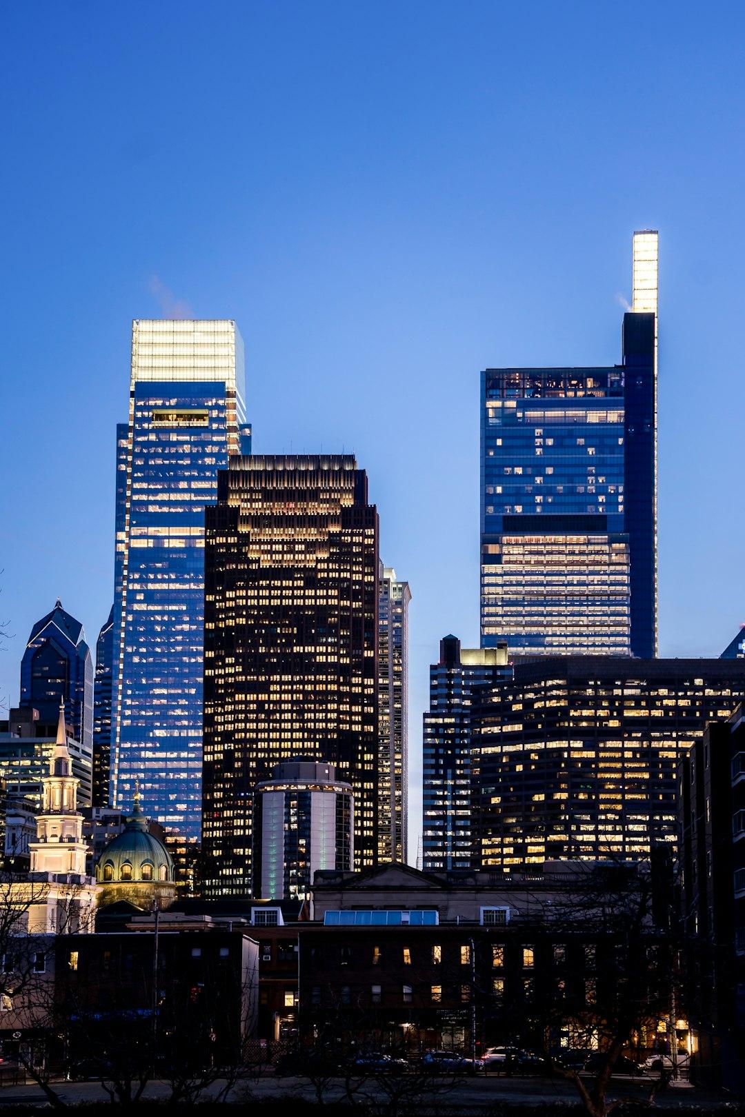 US business district skyline