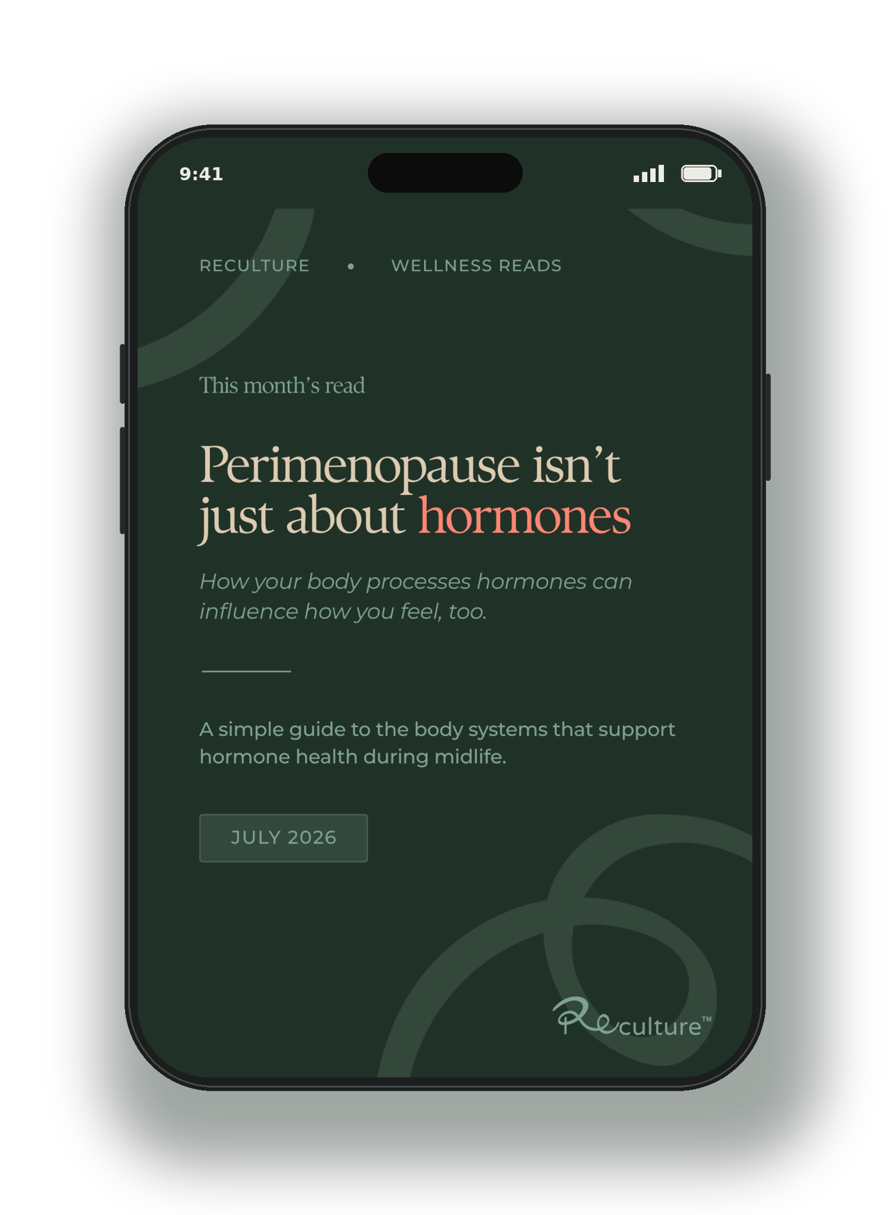 ReCulture Wellness Reads email on a phone