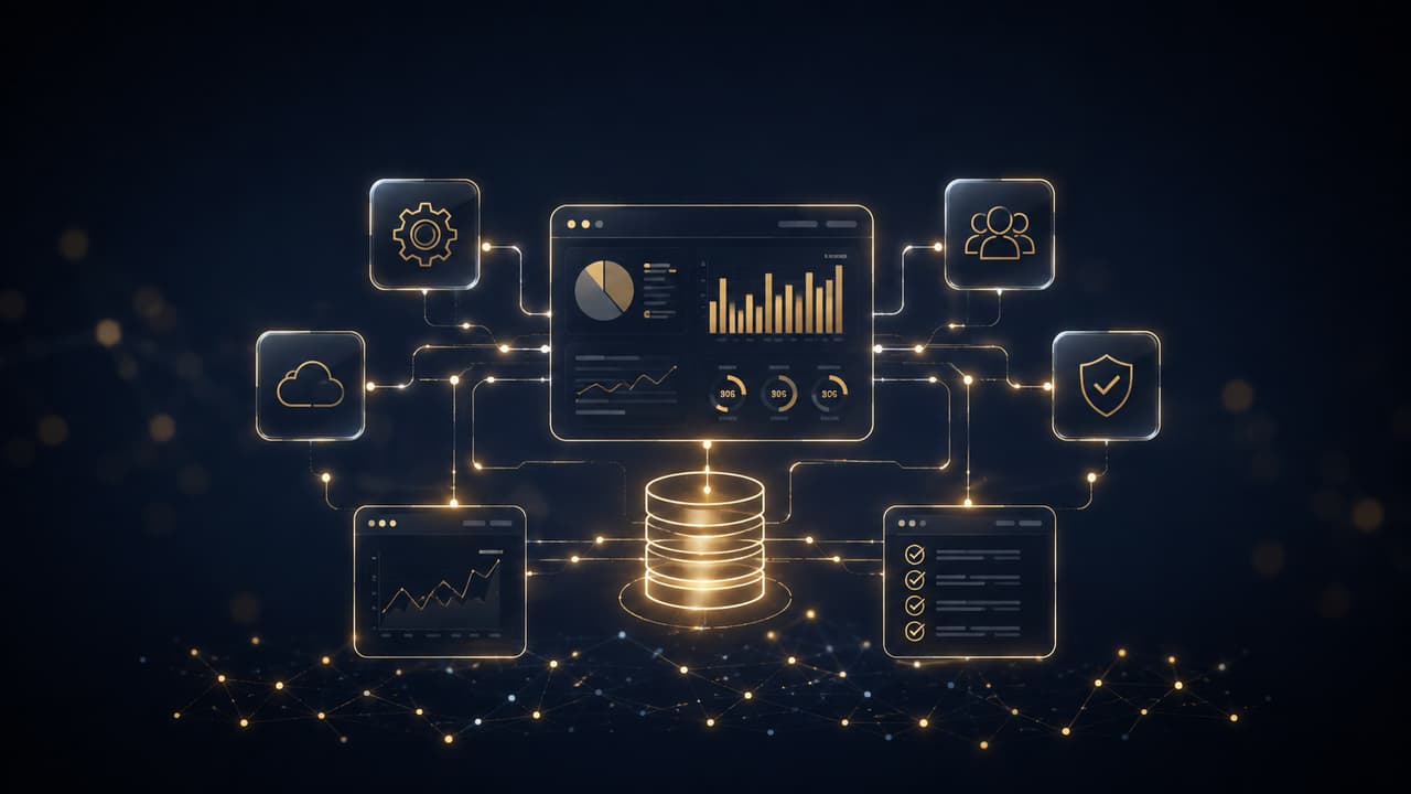 Workflow automation dashboard connecting business apps