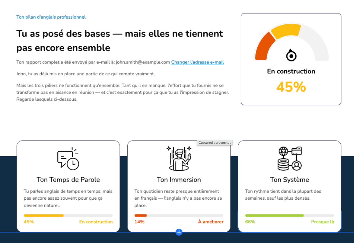 Aperçu flouté du rapport de bilan d'anglais
