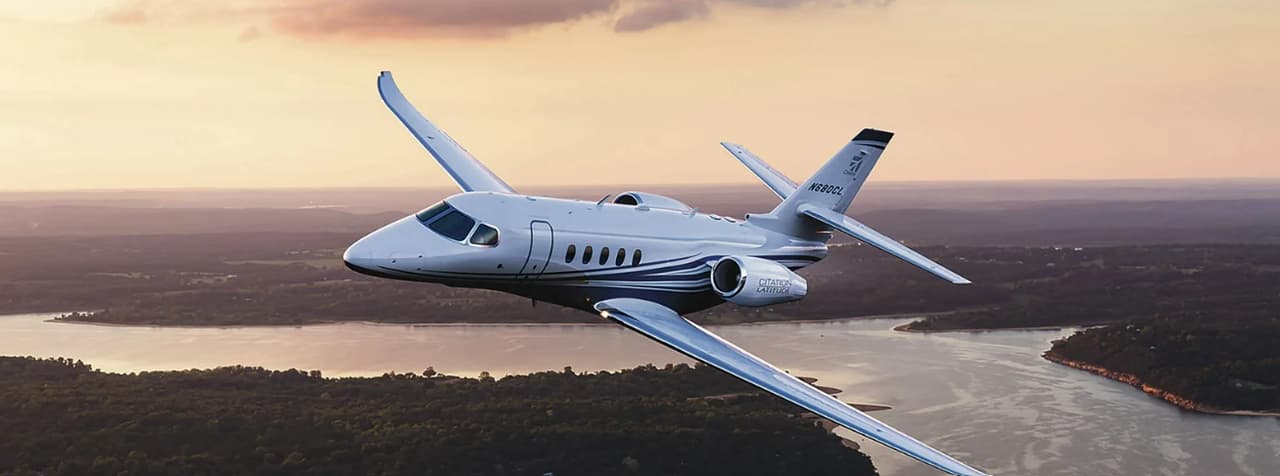 A midsize private jet cabin