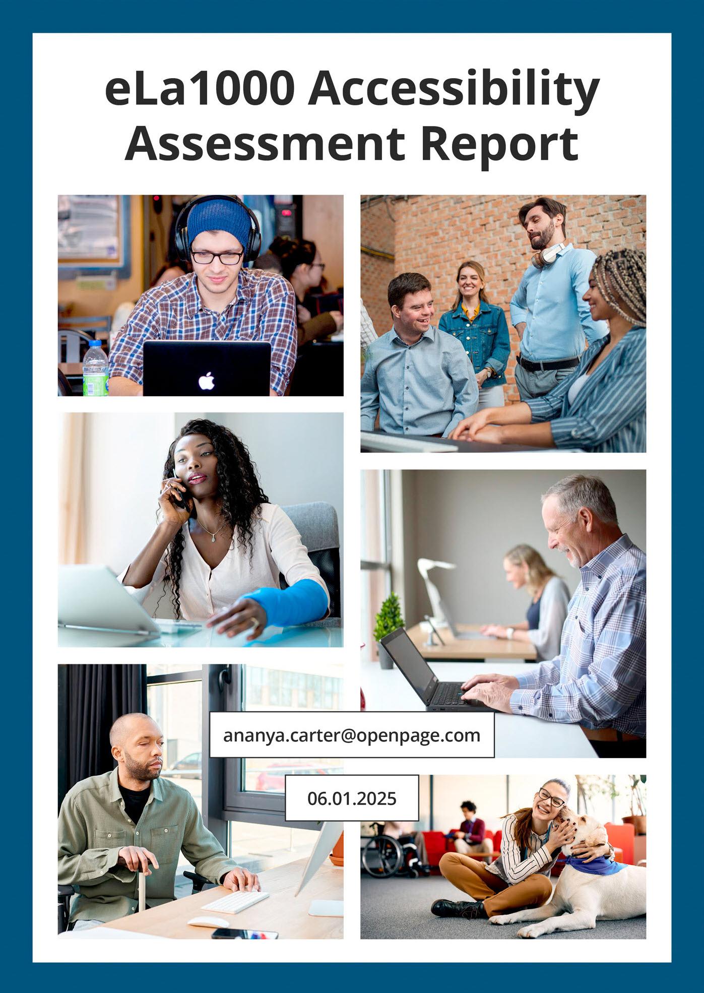 Front cover of the eLa1000 Accessibility Assessment Report