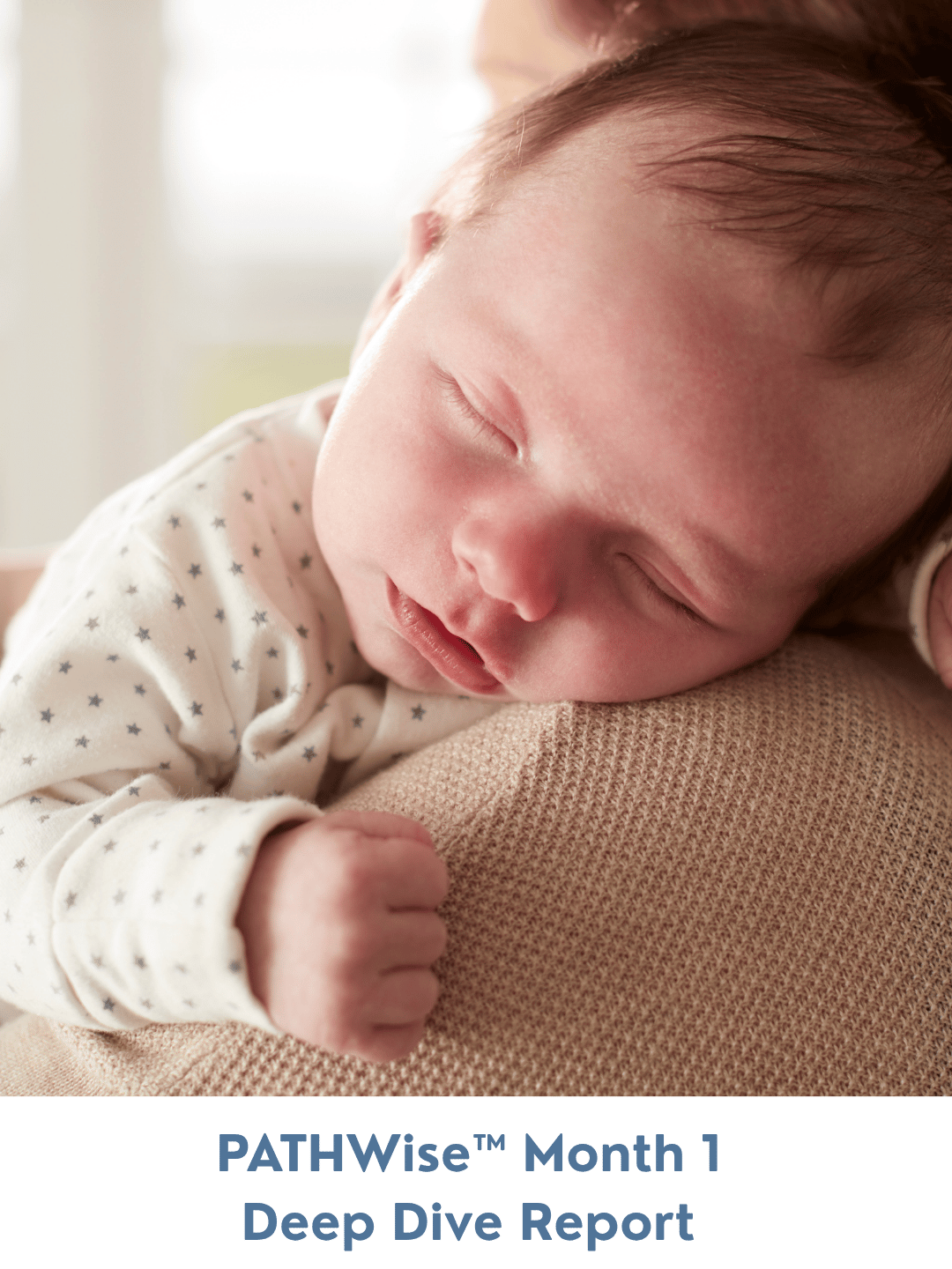 Infant resting on a caregiver's shoulder during early development