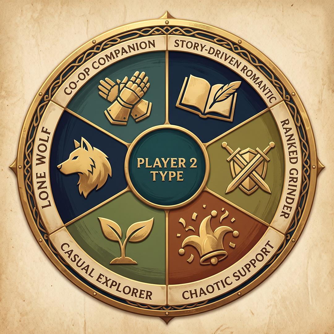 The circular Player 2 types dial showing all six types