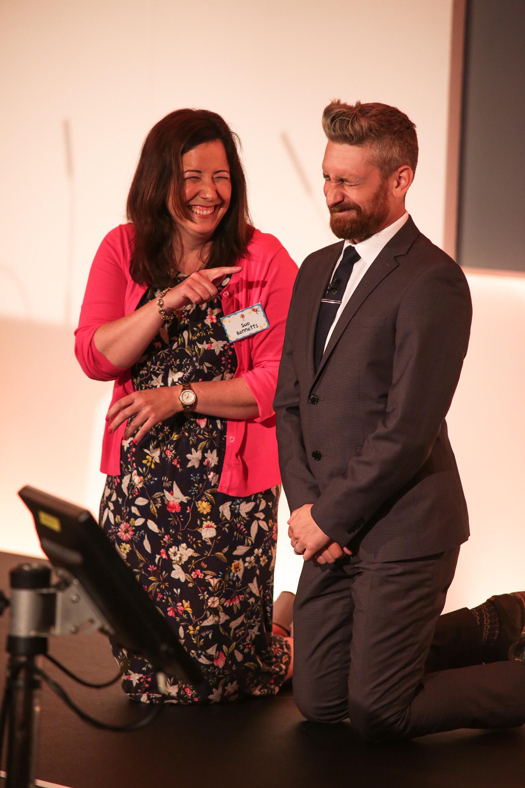 Mark Franklin (the Four Fears® Guy) on stage with colleague Sue Pittman