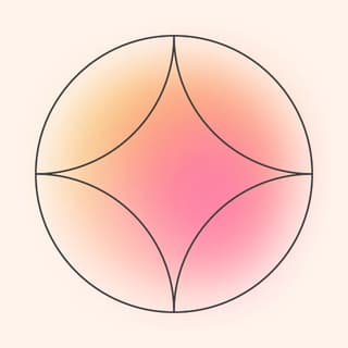 Graphic of a Sparkle in a Circle in a Pink and Orange Burst of Light Glowing Within It