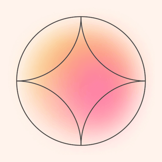Graphic of a Sparkle in a Circle in a Pink and Orange Burst of Light Glowing Within It