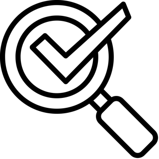 Image showing an icon with a magnifying glass and a tick to represent clarity and direction
