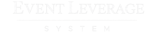 Event Leverage System logo featuring elegant white typography on a black background.