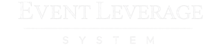 Event Leverage System logo featuring elegant white typography on a black background.