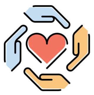 Icon showing two hands taking care of a heart.