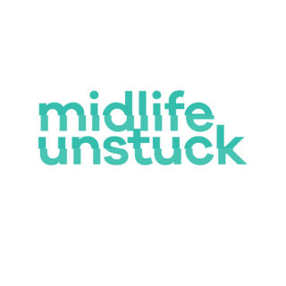 The midlife unstuck logo in pale blue
