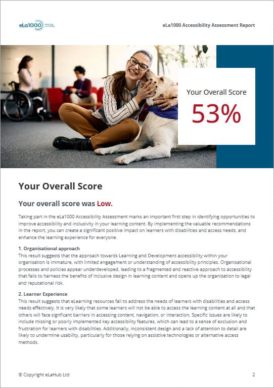 Overall score result in the eLa1000 report