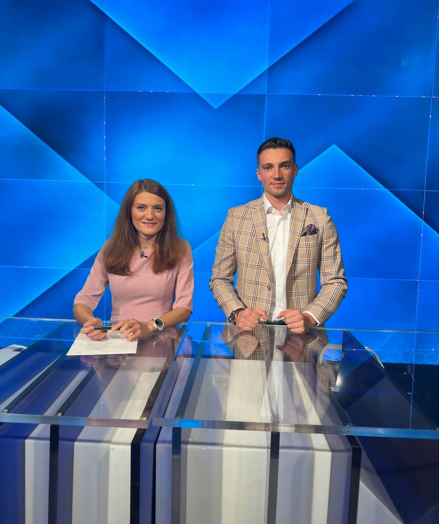 In the studio for a national television appearance