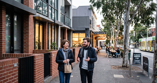Urban street and shops