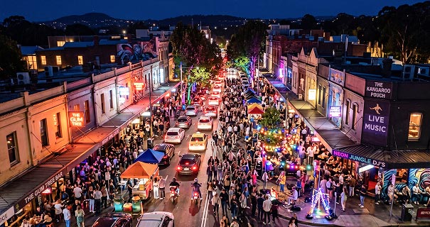 Busy nightlife street