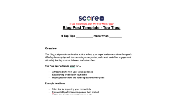 Blog Post Template (Top Tips)