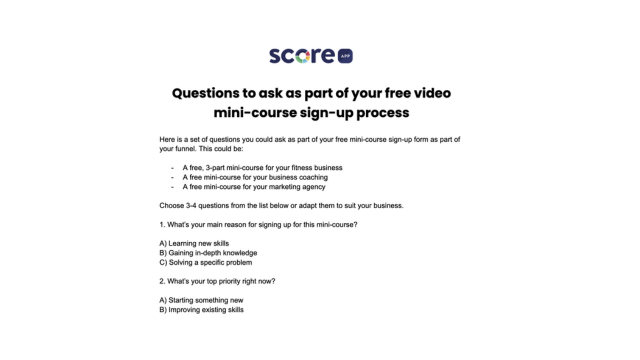 Mini-Course Question Examples