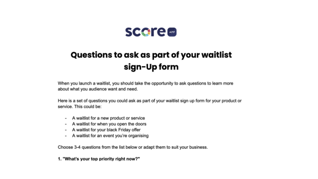 Waitlist Question Examples