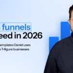 The 3 funnels you need in 2026 - plug-and-play templates Daniel uses to grow multiple 7-figure businesses, with a man smiling beside a…
