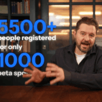 5500+ people registered for only 1000 beta spots, with a man gesturing enthusiastically at a desk